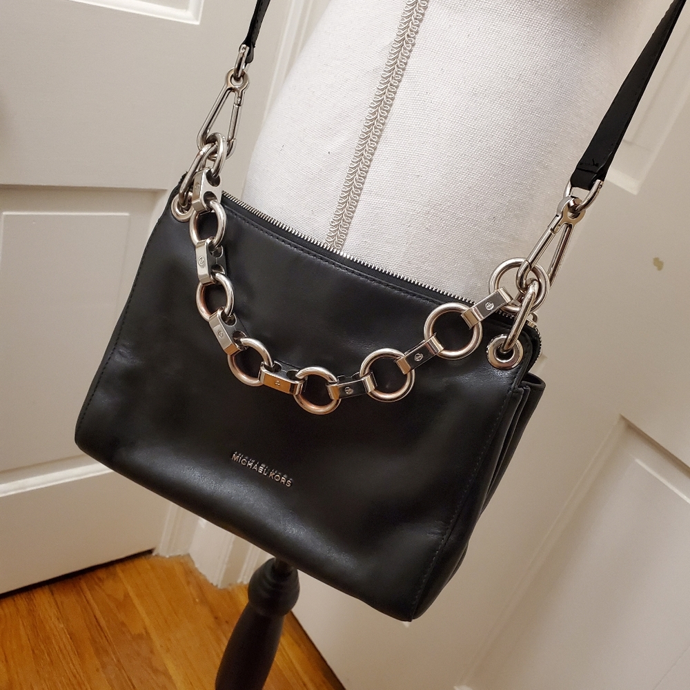 Michael Kors Black Leather Satchel/Crossbody Bag